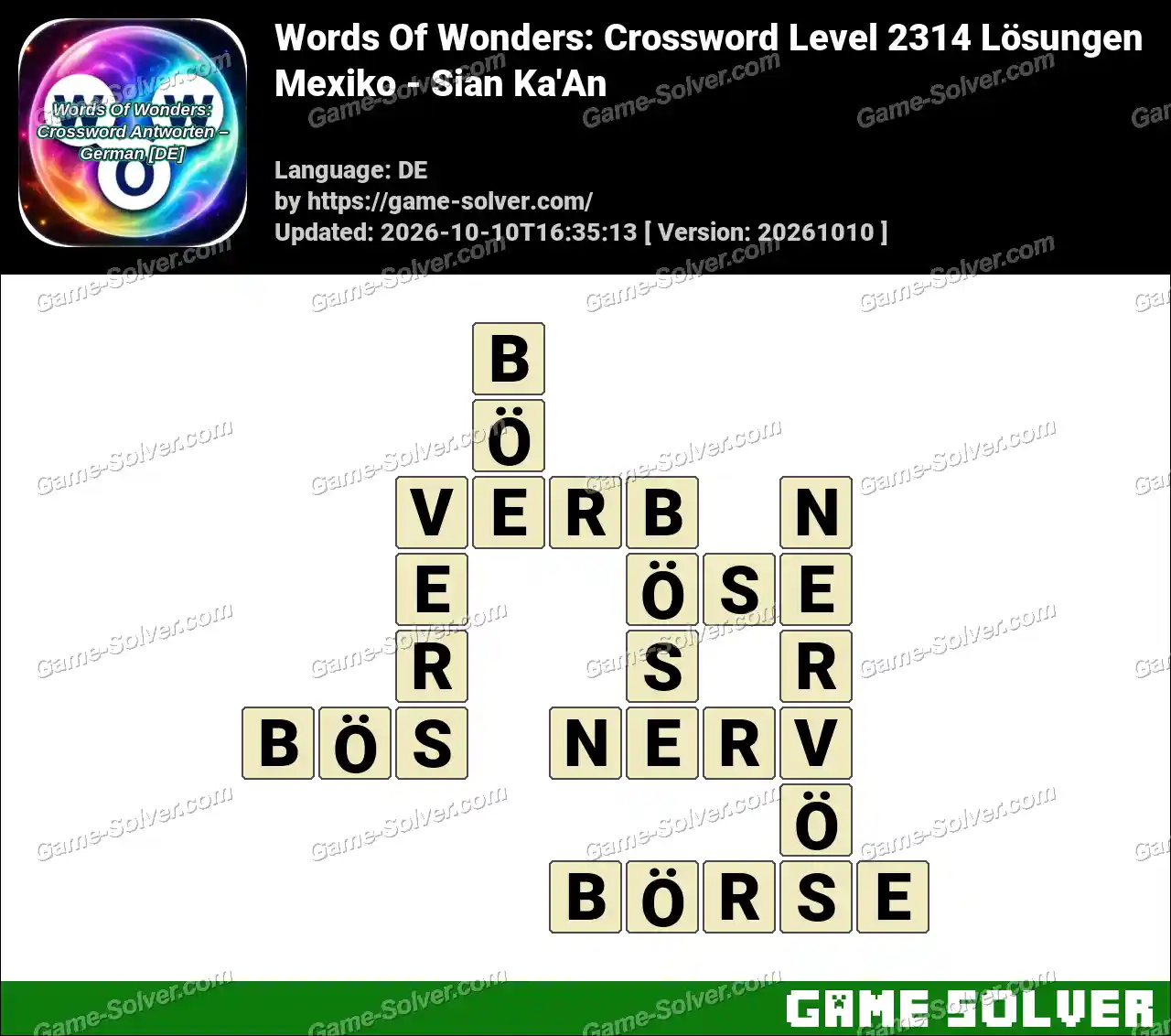 Words Of Wonders: Crossword Level 2314 Lösungen – Mexiko – Sian Ka’An
